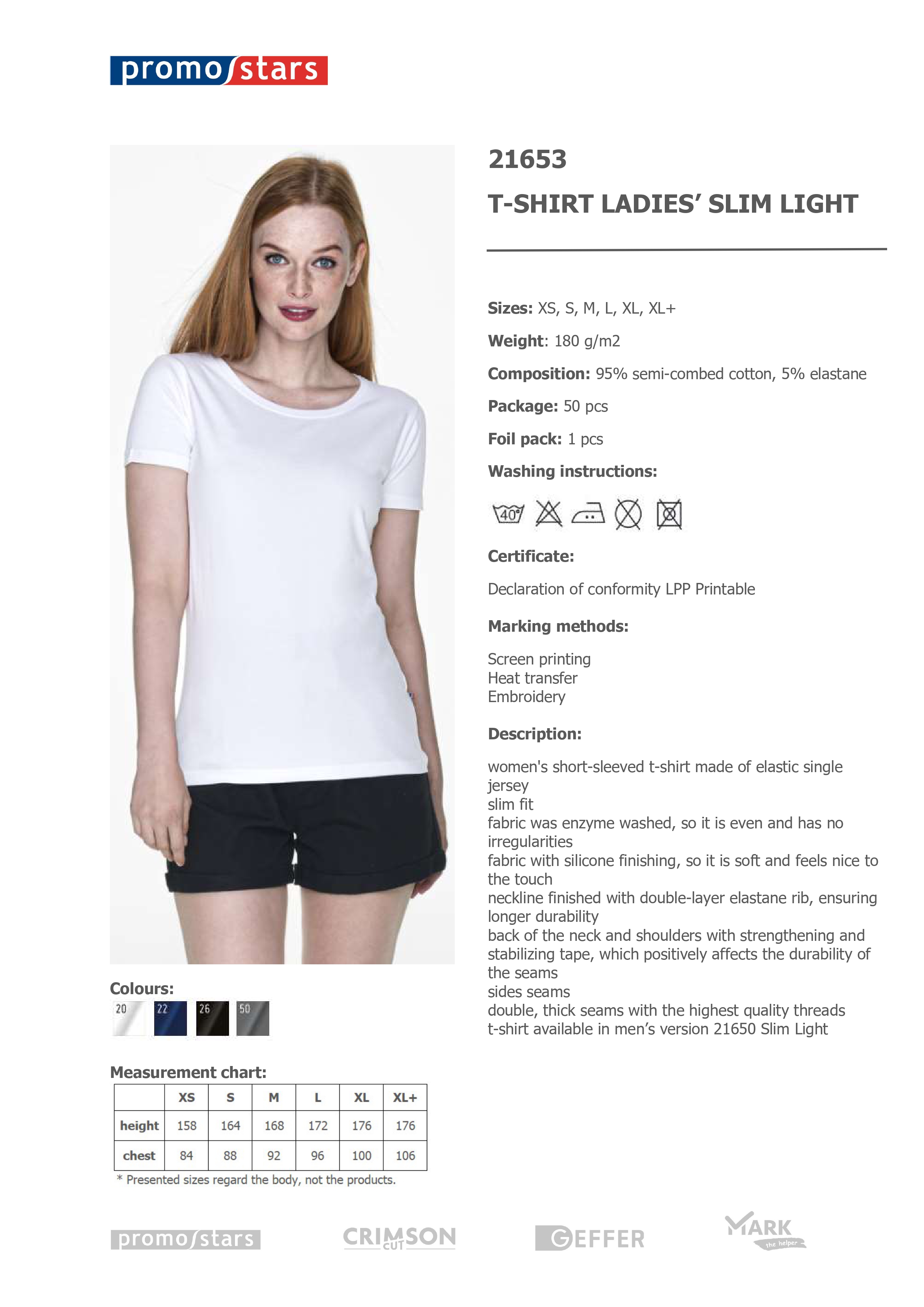 Moteriški marškinėliai Promostars Ladies Slim Light